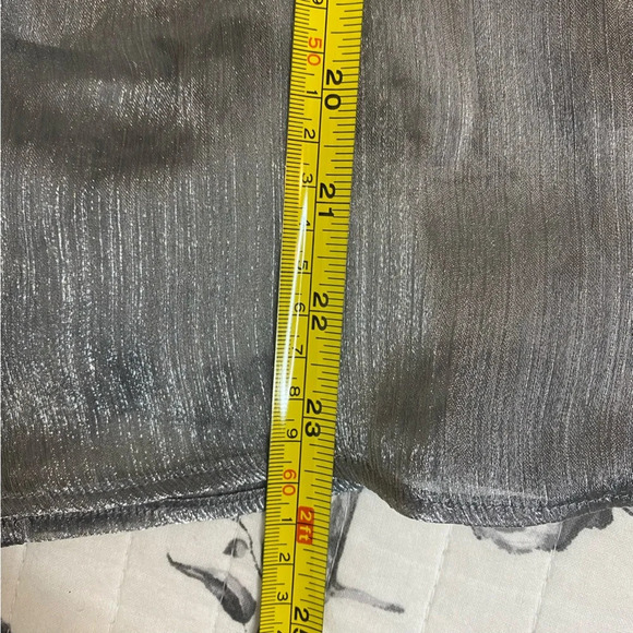 NWT Free People Freya Frost Top Metallic Silver Gray Sheer Long Sleeve Ribbon SP - Picture 14 of 16